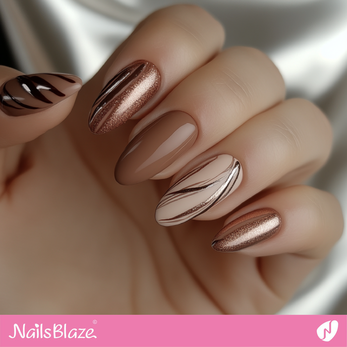 Shimmer Design Luxury Mocha Mousse Nails | Color of the Year 2025 - NB6992