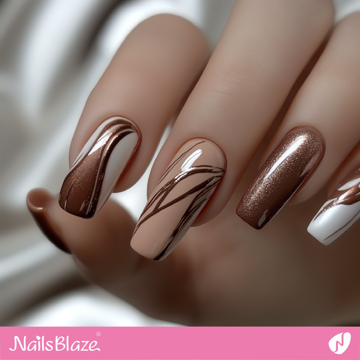 Simple and Luxury Mocha Mousse Nails Design | Color of the Year 2025 - NB6980