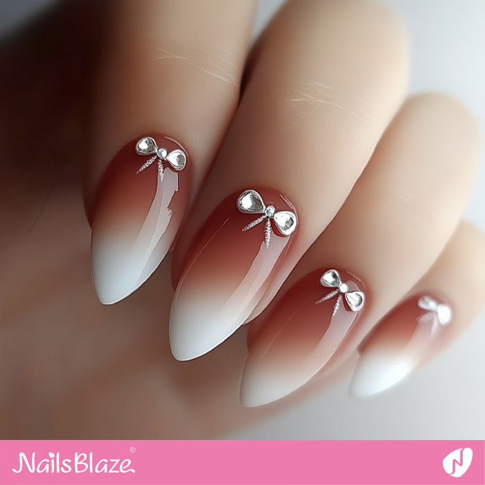 Ombre Mocha Mousse Nails with 3D Bows | Color of the Year 2025 - NB7019