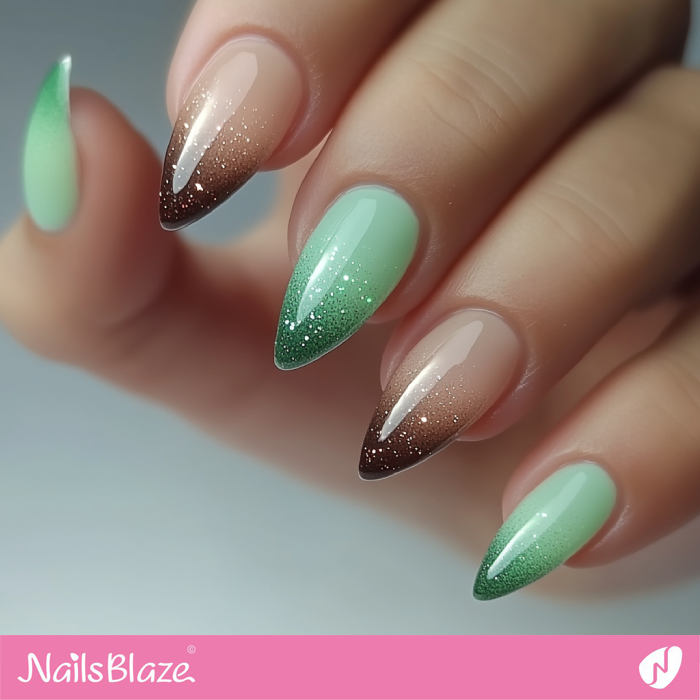 Ombre Design for Mocha Mousse and Green Nails | Color of the Year 2025 - NB7011