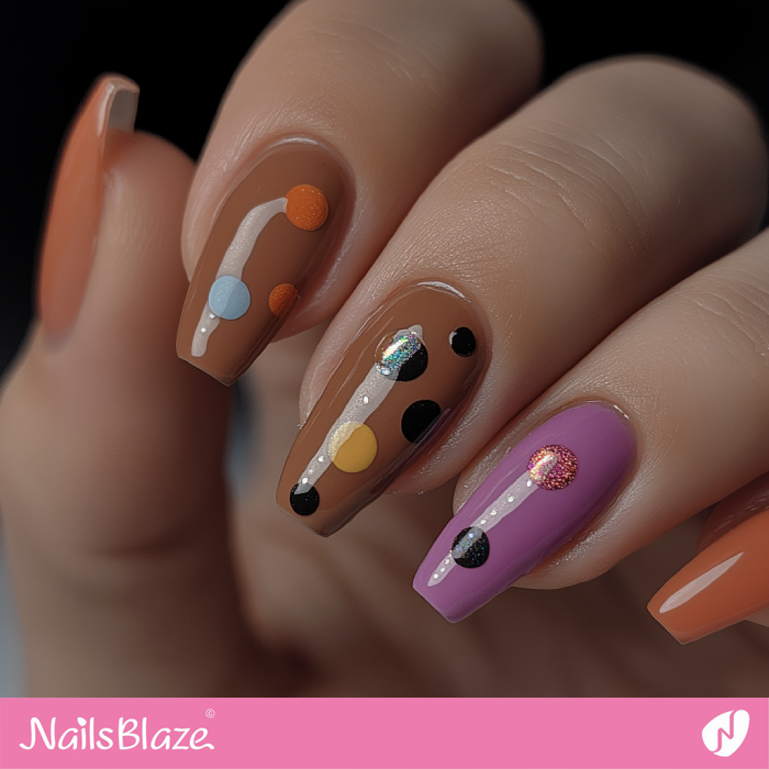 Colorful Polka Dots for Mocha Mousse Nails | Color of the Year 2025 - NB7037