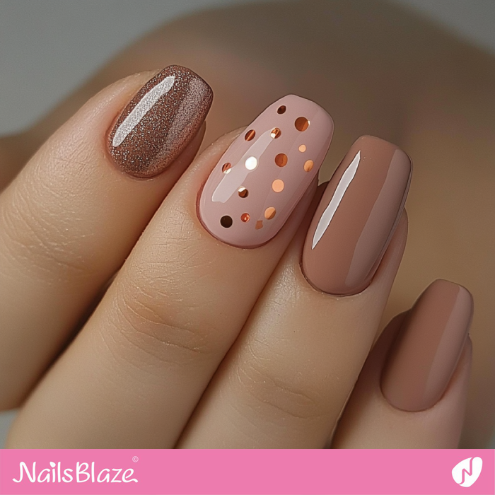 Polka Dot Mocha Mousse Nails Simple Design | Color of the Year 2025 - NB7026