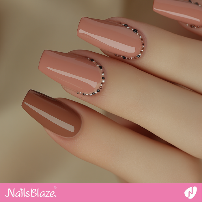 Mocha Mousse Nails with Cuff Dots Design | Color of the Year 2025 - NB7027