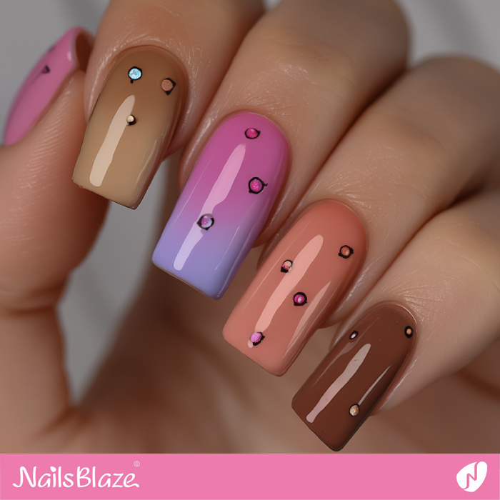 Mix and Match Dot Nails with Mocha Mousse Accent | Color of the Year 2025 - NB7028