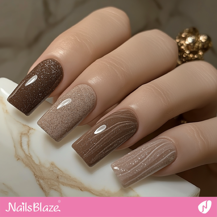 Stylish Swirl Mocha Mousse Nails Design | Color of the Year 2025 - NB7043