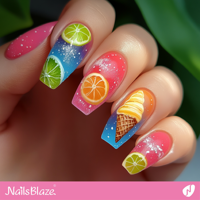 Mismatched Summer Fun Nails Design | Arina