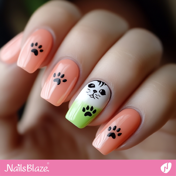 Nails with Cat Paw Print | Arina