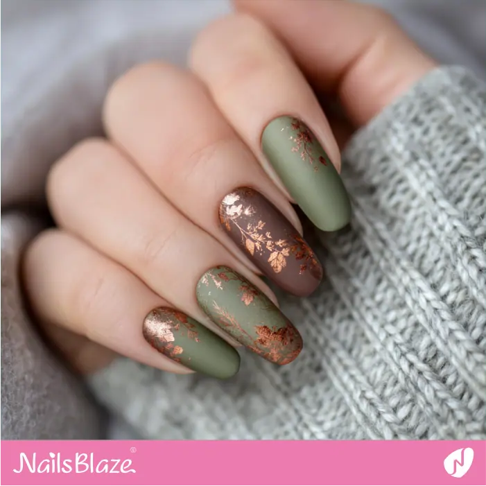 Autumn Forest Moss Green Nails | Cordelia-M-Customized Nails- NB8381