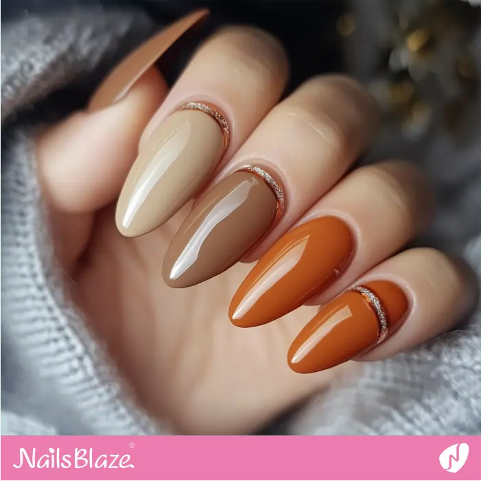 Casual Yet Elegant Style for Warm Antique Color Nails | Elen Customized Nail Designs- NB7389