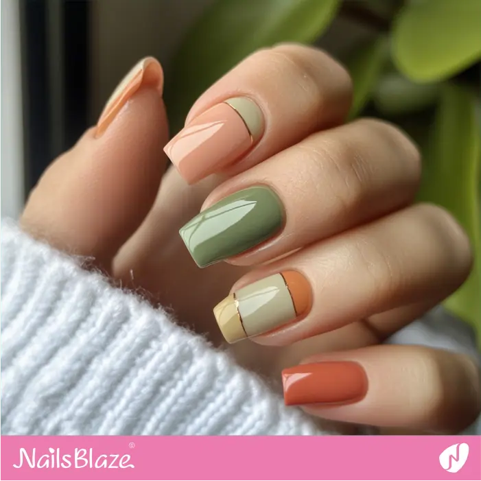 Block Patterns From the Siesta Hour Palette for a Trendy Vibe | Elen Customized Nail Designs- NB7384