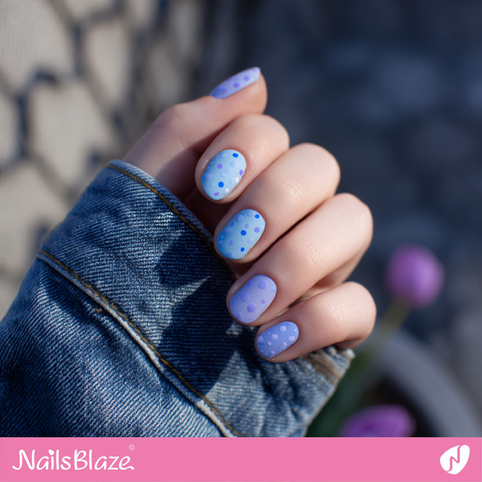 Blue and Lavender Dots on Matte Nails | Isabella Howe Customized Nails- NB8206