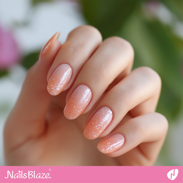 Subtle Glitter Fade on Soft Peach Nails | Isabella Howe Customized Nails- NB8209