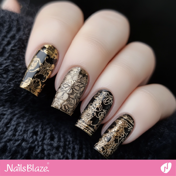 Antique Jewelry Vintage-inspired Golds Nails | Laura Customized Nail Designs- NB7266