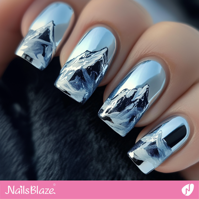 Chrome Nails in Icy Blue and Silver Hues | Laura Customized Nail Designs- NB7267