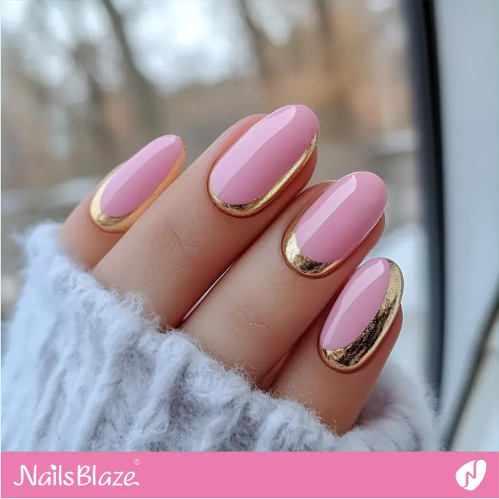 Pastel Pink Nails with Delicate Gold Foil Design | Marjani Customized Nail Designs- NB7513