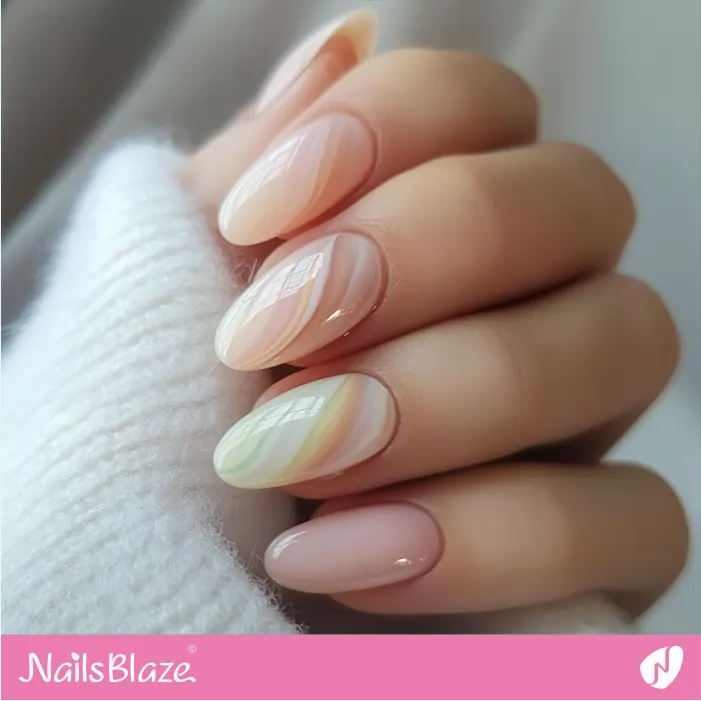 Glossy Nails with Subtle Pastel Marbling | Marjani Customized Nail Designs- NB7517