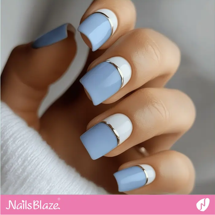 Baby Blue and White Nails for a Modern Feel | Marjani Customized Nail Designs- NB7518