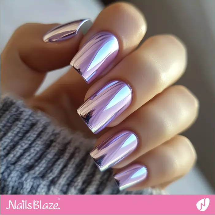 Elegant Chrome Finish in Lilac for a Trendy Style | Marjani Customized Nail Designs- NB7511