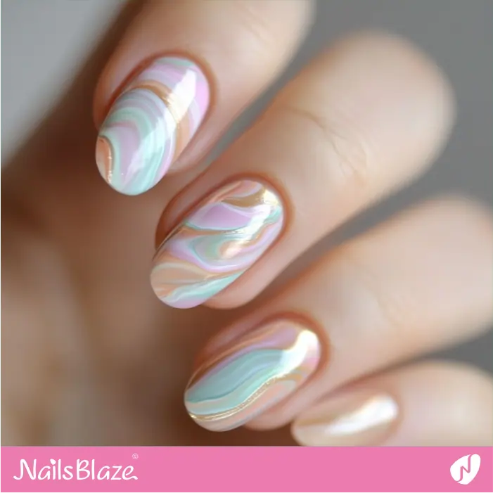 Short Oval Nails Swirl Design for an Elegant Vibe | Marjani Customized Nail Designs- NB7514