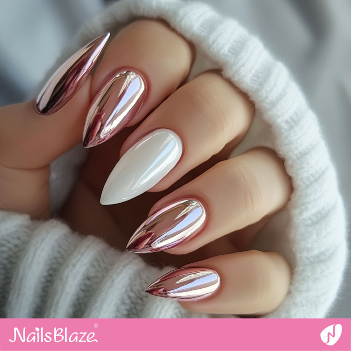 Chrome Almond Nails | Nafas Customized Nails- NB7900