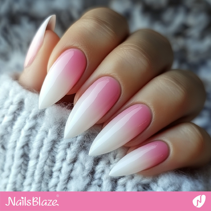 Long Pink and White Gradient Nails | Nafas Customized Nails- NB7901