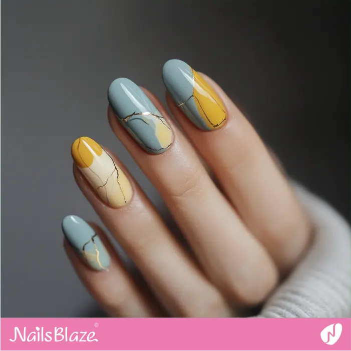 Abstract Gold Linework Nails for Perfection and Detail | Nita Customized Nail Designs- NB7369