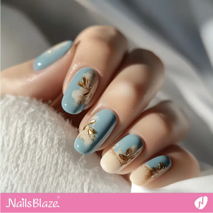 Autumn Nails Design with Golden Leaves | Nita Customized Nail Designs- NB7354