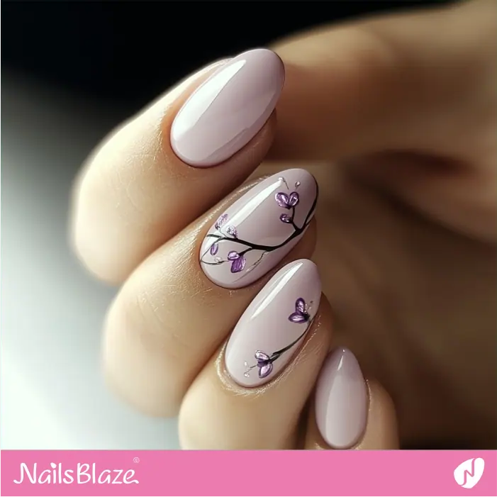 Classic Lavender Base Nails with Delicate Orchid | Nita Customized Nail Designs- NB7355