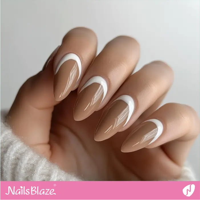 Almond Nails Reverse French Design | Nora Customized Nail Designs- NB7330