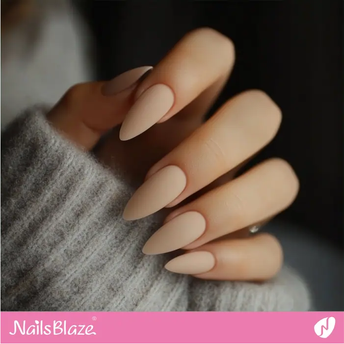 Matte Finish for a Sand Color Short Almond Nails | Nora Customized Nail Designs- NB7333