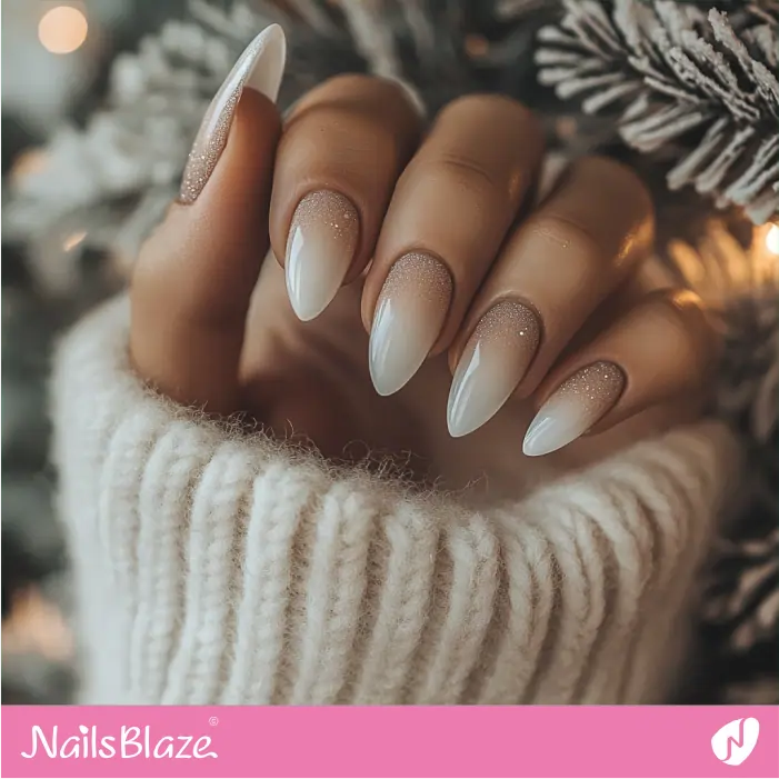 Glossy Almond Nails with Ombre Design | Nora Customized Nail Designs- NB7322