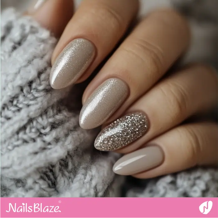 Taupe Base Nails with a Hint of Glitter | Nora Customized Nail Designs- NB7323