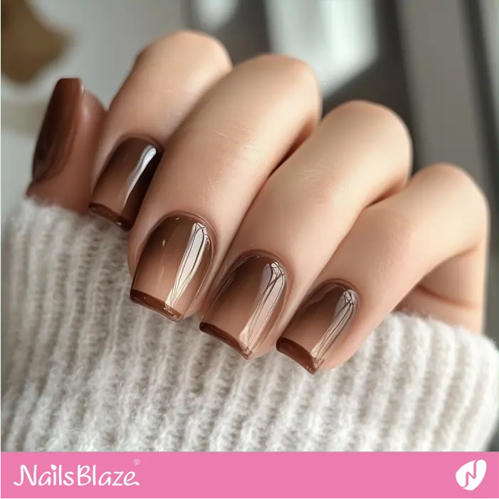 Warm Brown French Tips with a Sheer Ombre Base | Rei Customized Nail Designs- NB7554