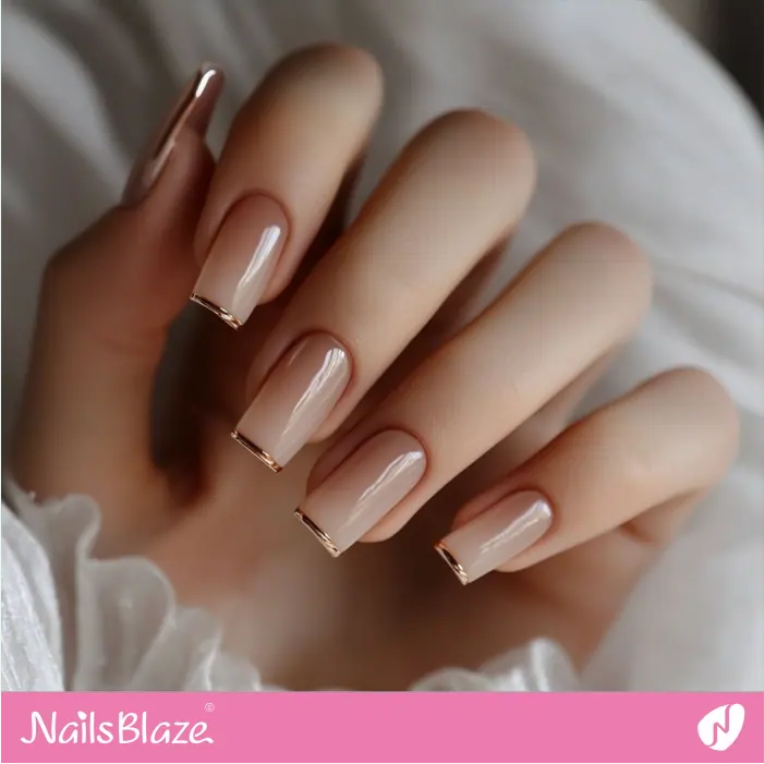 Elegant French Design with Ultra-thin Gold Tips | Rei Customized Nail Designs- NB7546