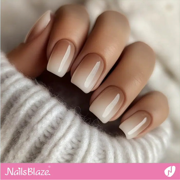 Square Nude Nails with Soft White Tips for Winter | Rei Customized Nail Designs- NB7549