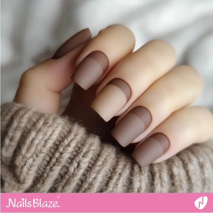 Mocha Square Nails with a Soft Gradient Tip for Winter | Rei Customized Nail Designs- NB7551