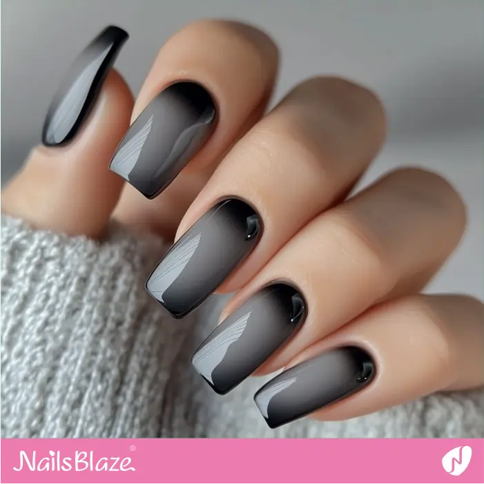 Ombre French Nails with Shades of Gray | Rei Customized Nail Designs- NB7552