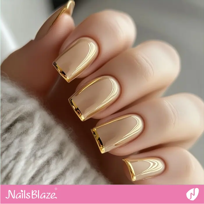 Ultra-thin Gold French Tip on a Sheer Beige Base | Rei Customized Nail Designs- NB7553