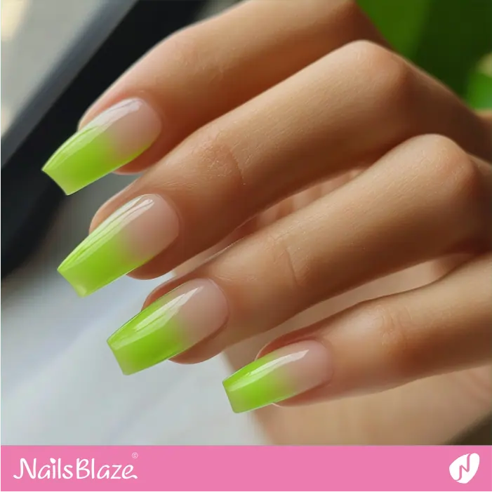 French Nails with a Bright Twist of Bright Green | Sogand A. Customized Nail Designs- NB7527