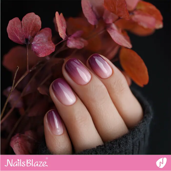 Fall Ombré Nails Shifting From Blush Pink to Warm Plum | Tricky-Customized Nails- NB8374
