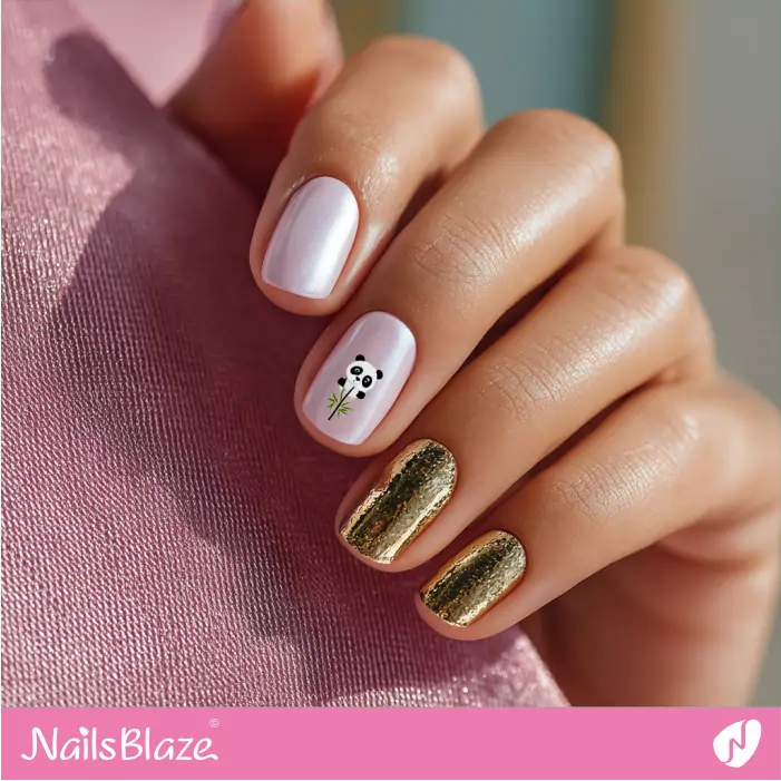 Panda and Bamboo short Nail Art | Tricky-Customized Nails- NB8375
