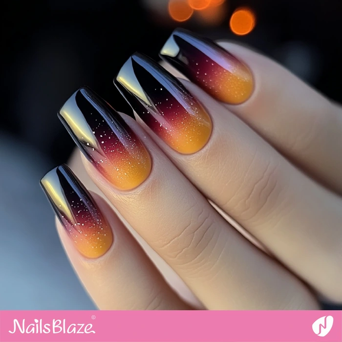 Orange and Black Ombre Nails | Black Ombre Nails - NB6477