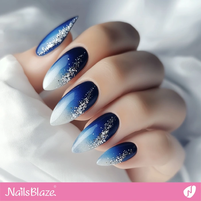 White and Blue Ombre Nails Design | Blue Ombre Nails - NB6474