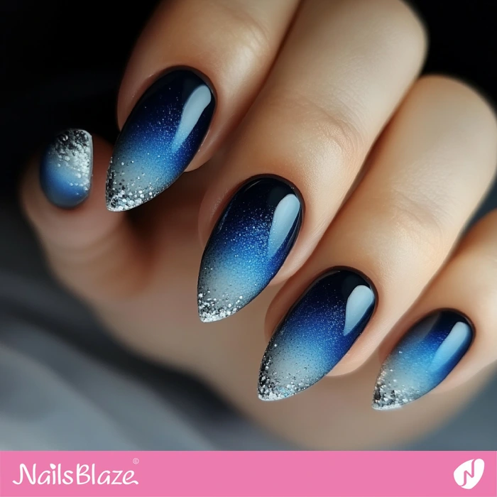 Blue Ombre Nails and Glitter Tips | Blue Ombre Nails - NB6467