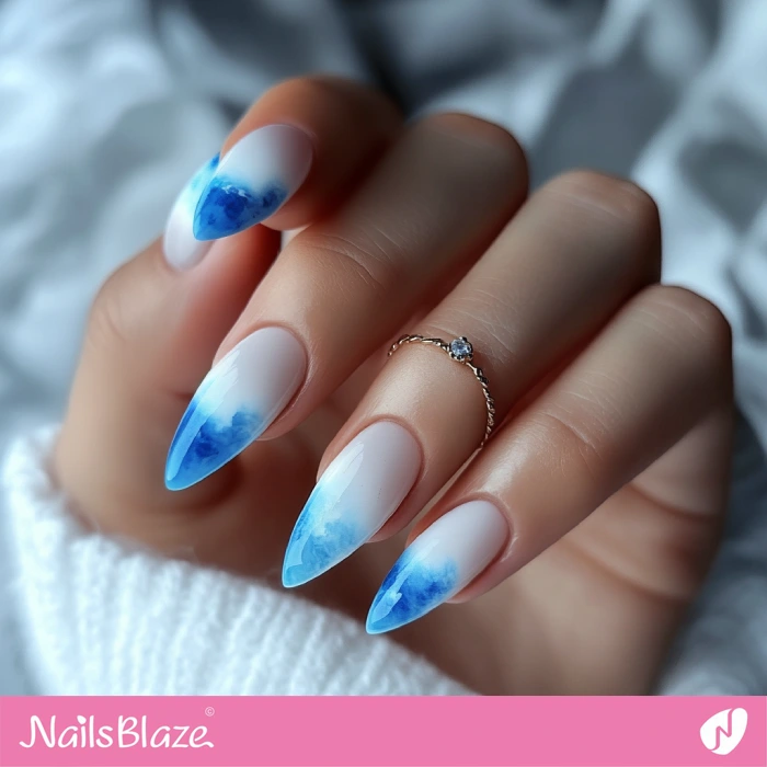 Blue Ombre Watercolor Nails | Blue Ombre Nails - NB6471