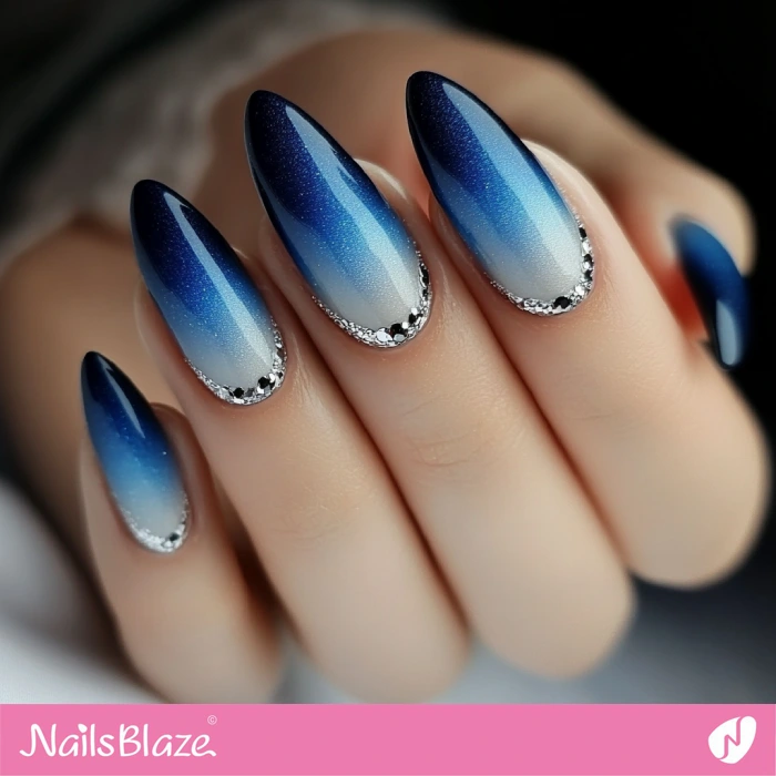 Stylish Ombre Nails and Confetti Cuff Design | Blue Ombre Nails - NB6472