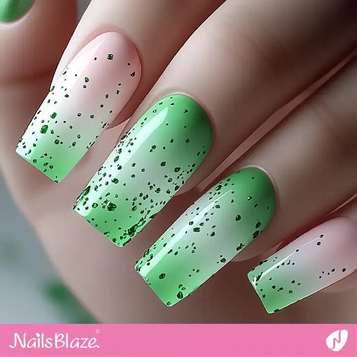 Green Ombre Nails Subtle Sparkle Design | Green Ombre Nails - NB6496