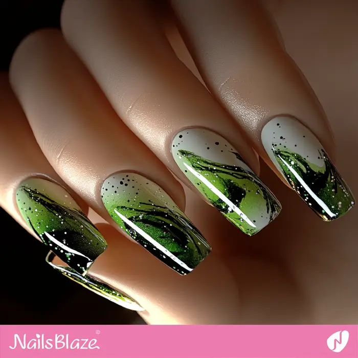 Green Ombre Nails Abstract Design | Green Ombre Nails - NB6499