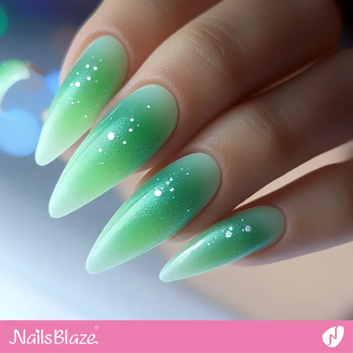 Aquamarine Ombre Nails Shimmer Design | Green Ombre Nails - NB6501