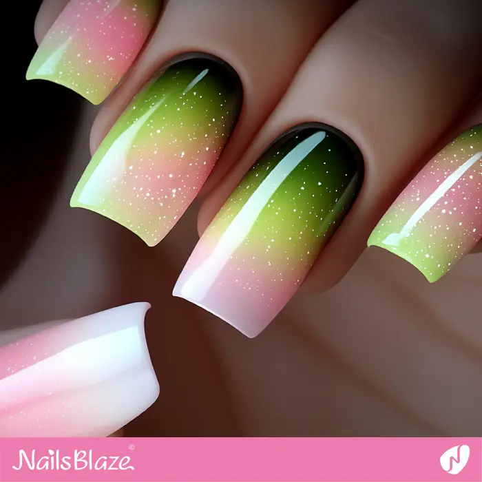 Pink and Green Ombre Nails Design | Green Ombre Nails - NB6504